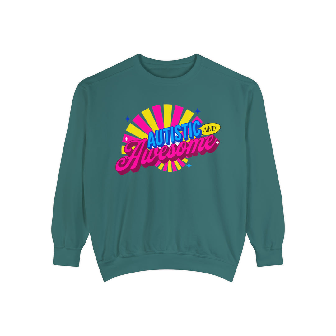 Adult Autistic and Awesome Comfort Colors Sweatshirt