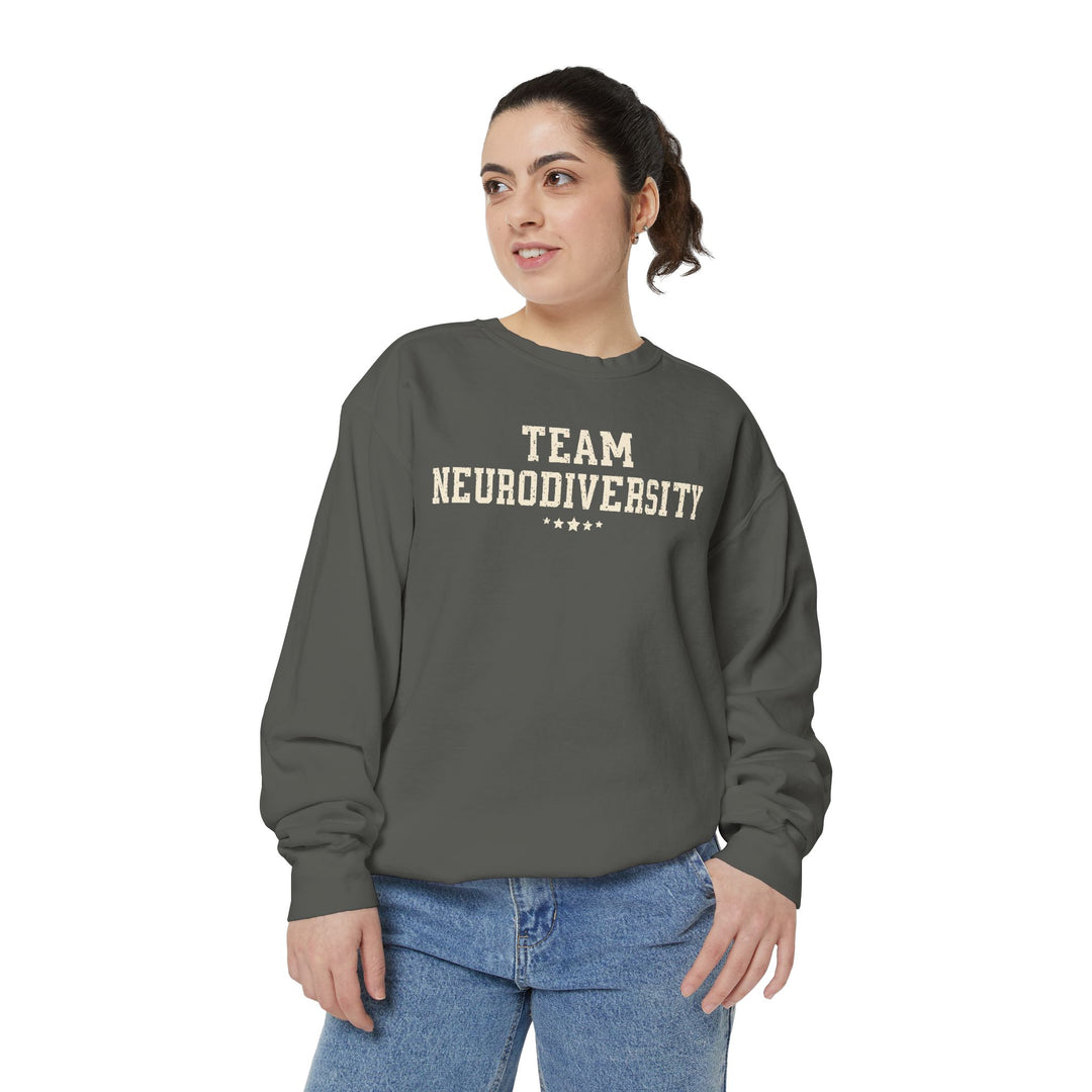 Adult Team Neurodiversity Distressed Comfort Colors Sweatshirt