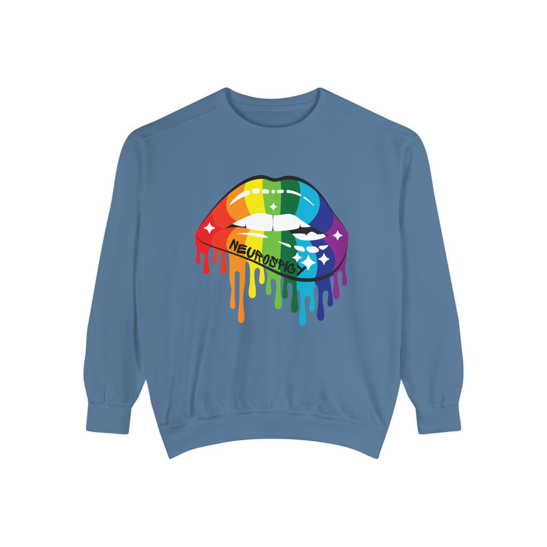 Comfort Colors Neurospicy Rainbow Lips Sweatshirt