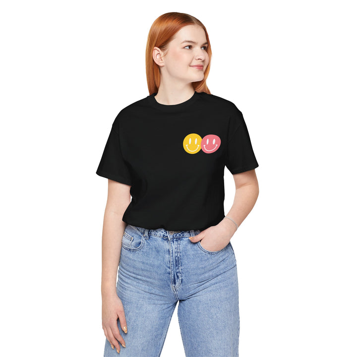 Adult Peace Love Equality Hope Inclusion Smileys Front and Back Tee