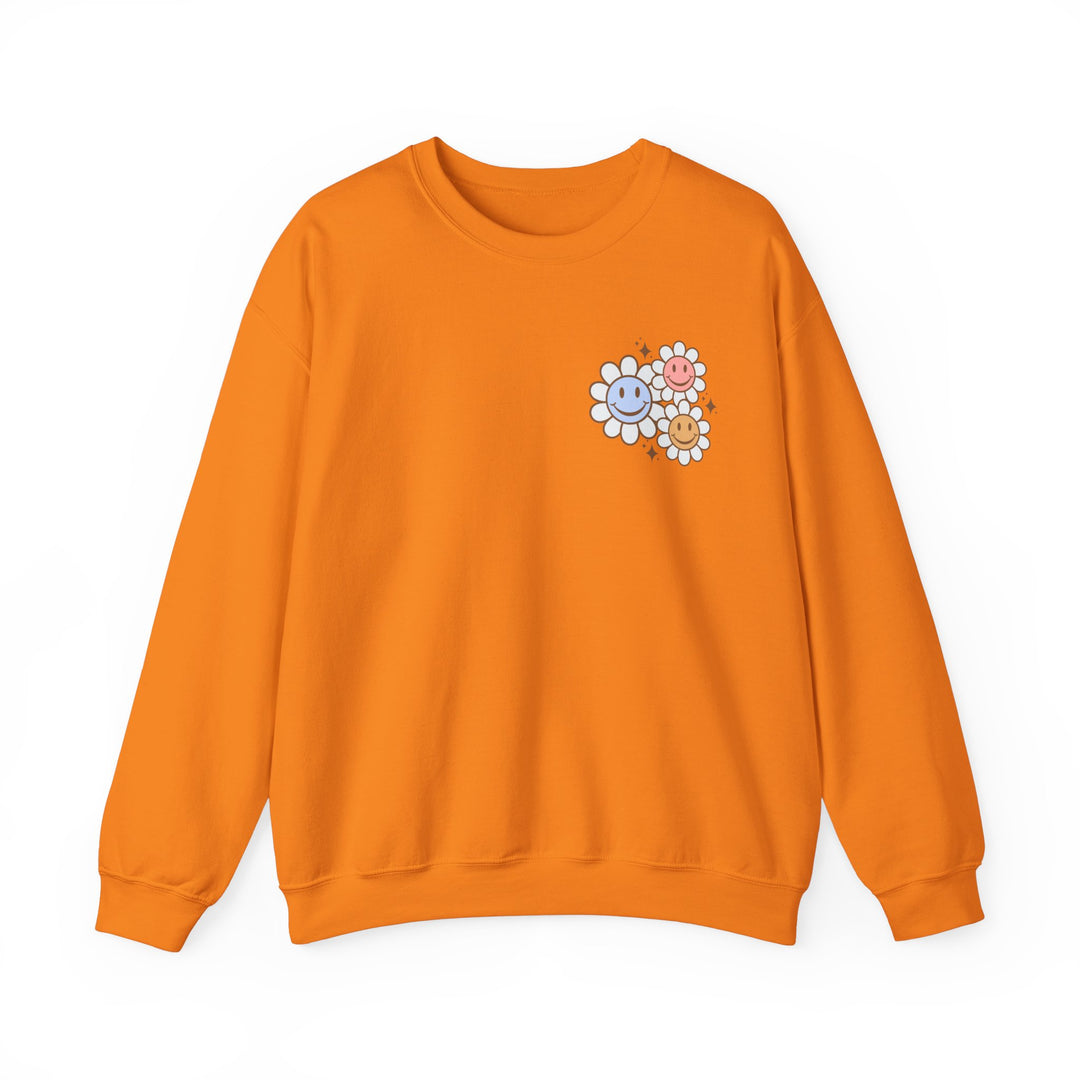 Adult Be Kind to Your Mind Smiling Daisy Front and Back Sweatshirt