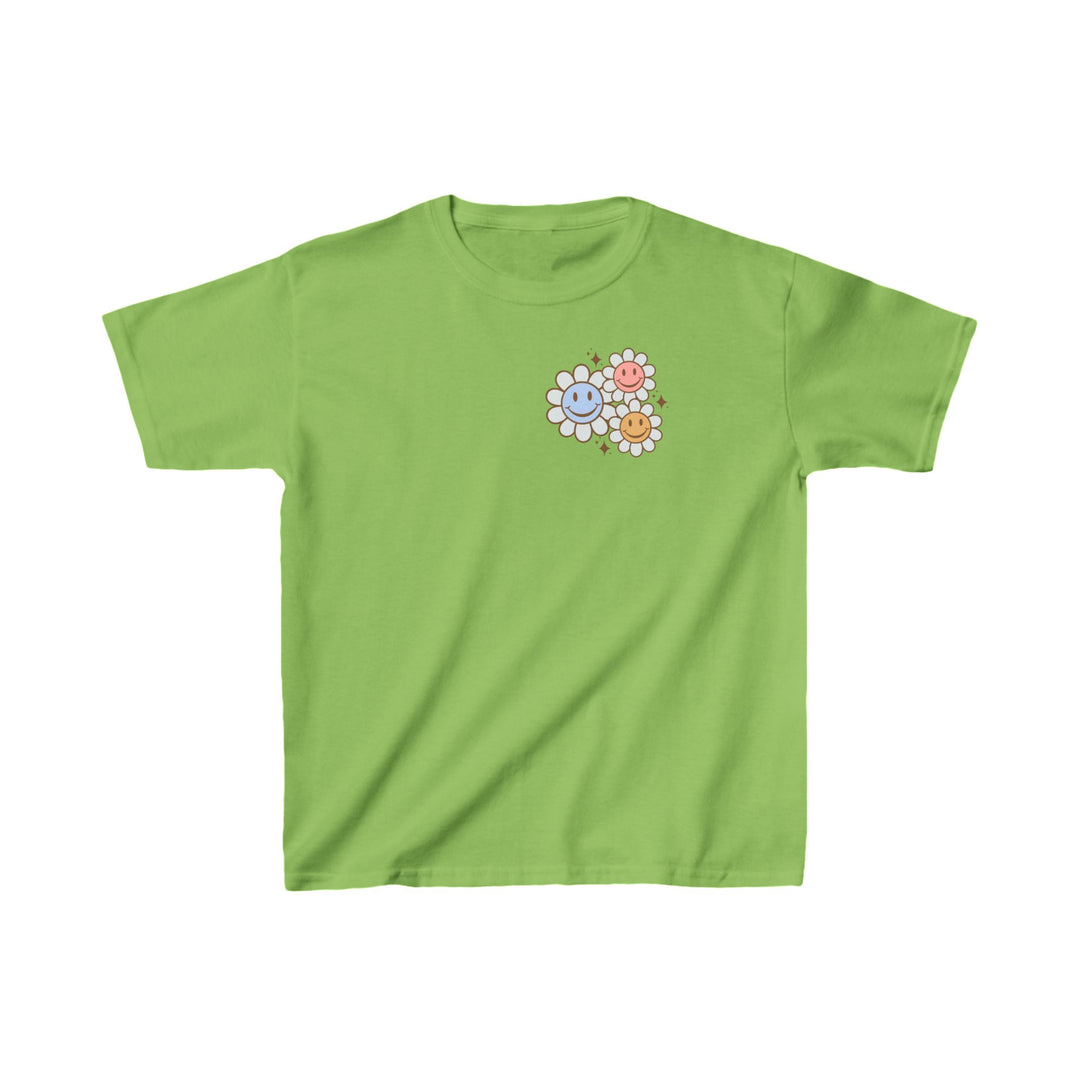 Kids Be Kind to Your Mind Smiling Daisy Front and Back Tee