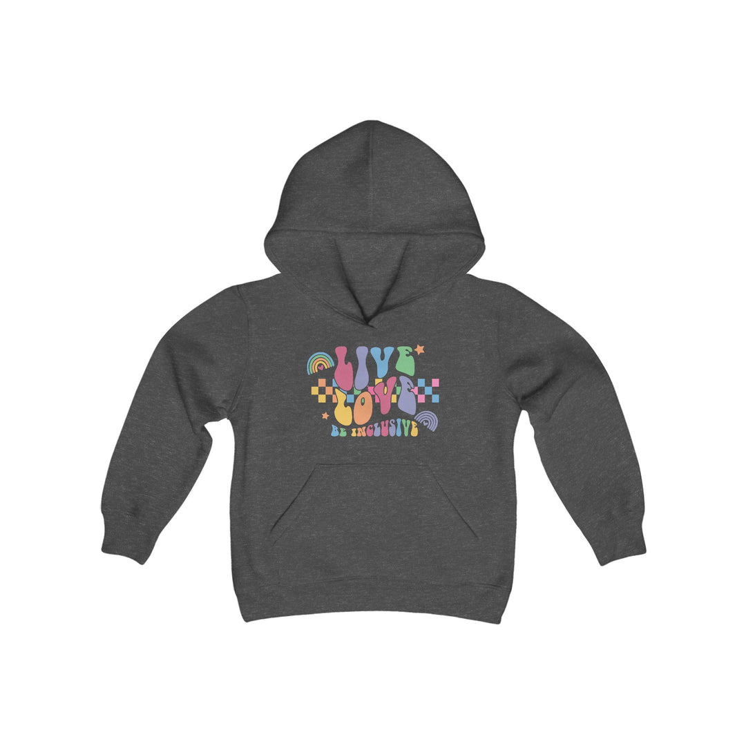 Kids Live Love Be Inclusive Front and Back Hoodie Sweatshirt