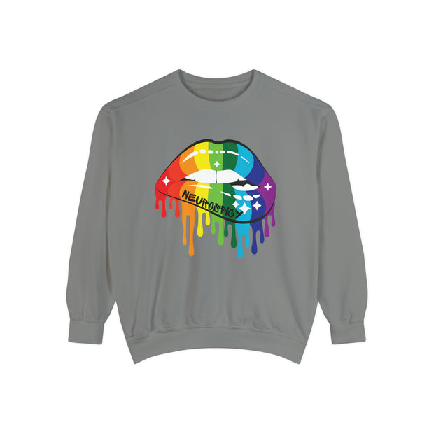 Comfort Colors Neurospicy Rainbow Lips Sweatshirt