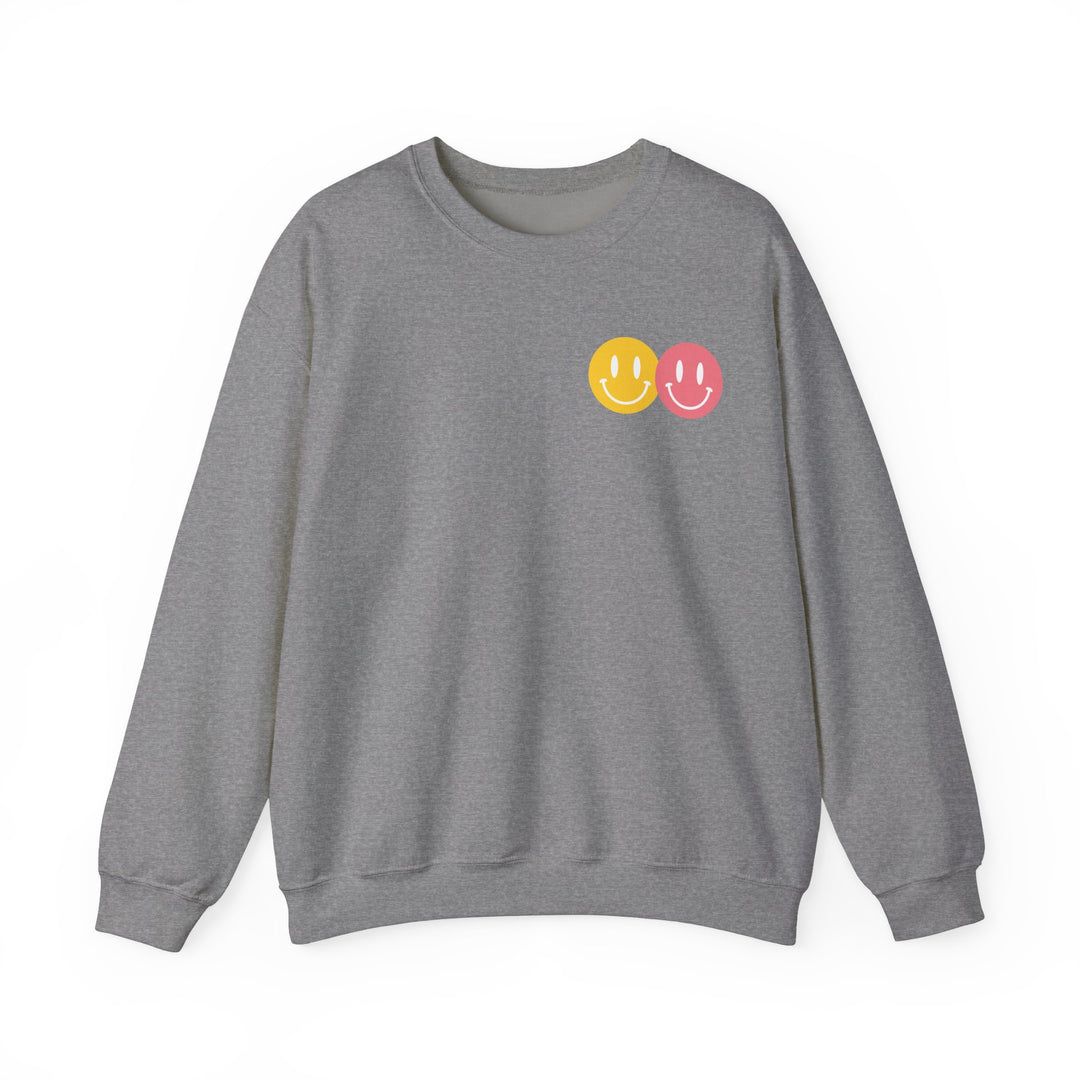 Adult Peace Love Equality Hope Inclusioin Smileys Front and Back Sweatshirt