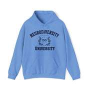 Neurodiversity University Infinity Symbol Navy Blue Text Hoodie