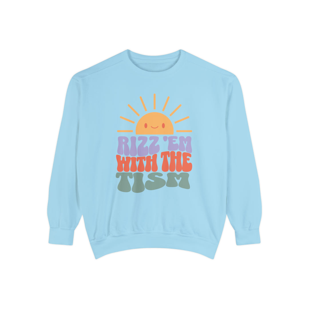 Adult Sunny Rizz 'Em With The Tism Comfort Colors Sweatshirt