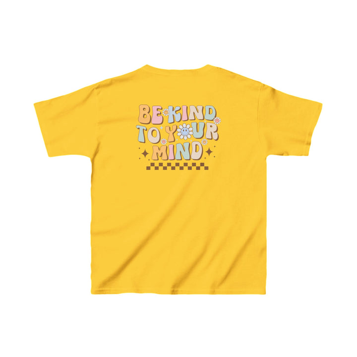 Kids Be Kind to Your Mind Smiling Daisy Front and Back Tee