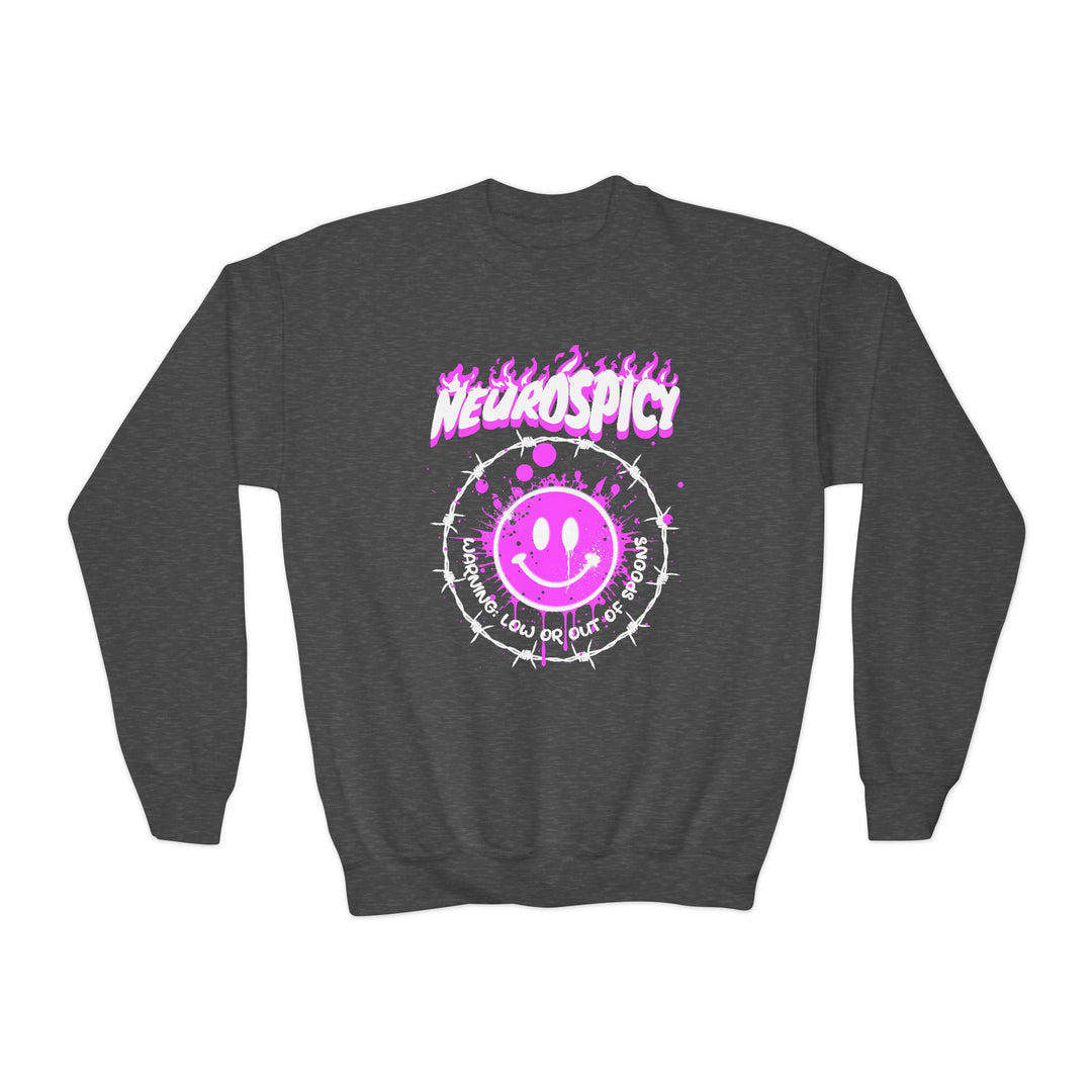 Kids NeuroSpicy Barbed Wire and Smiley Face Sweatshirt