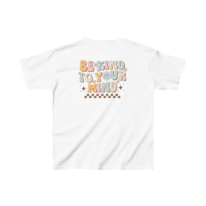 Kids Be Kind to Your Mind Smiling Daisy Front and Back Tee