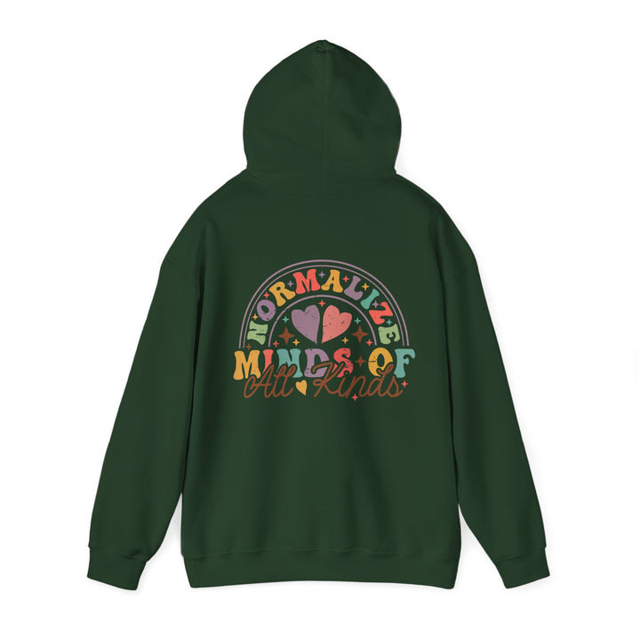 Adult Normalize  Minds of all Kinds Rainbow Front and Back Hoodie