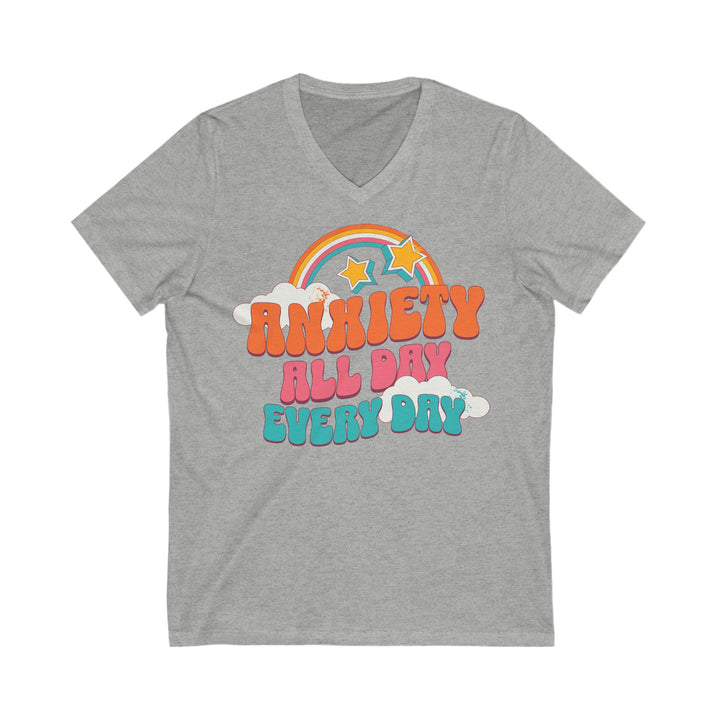 Adult Anxiety All Day Every Day Rainbow and Stars V-Neck Tee