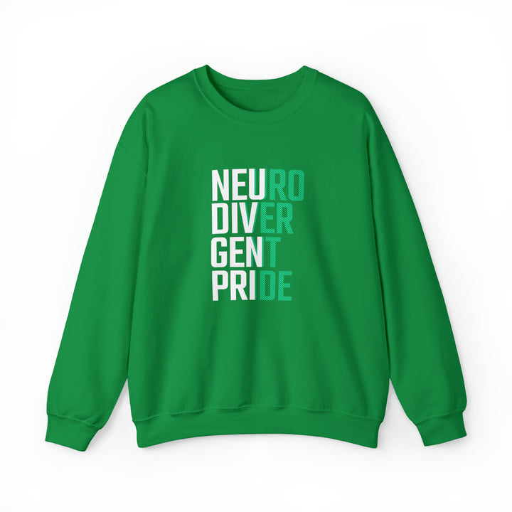 Neurodivergent Pride Green & White Text Sweatshirt