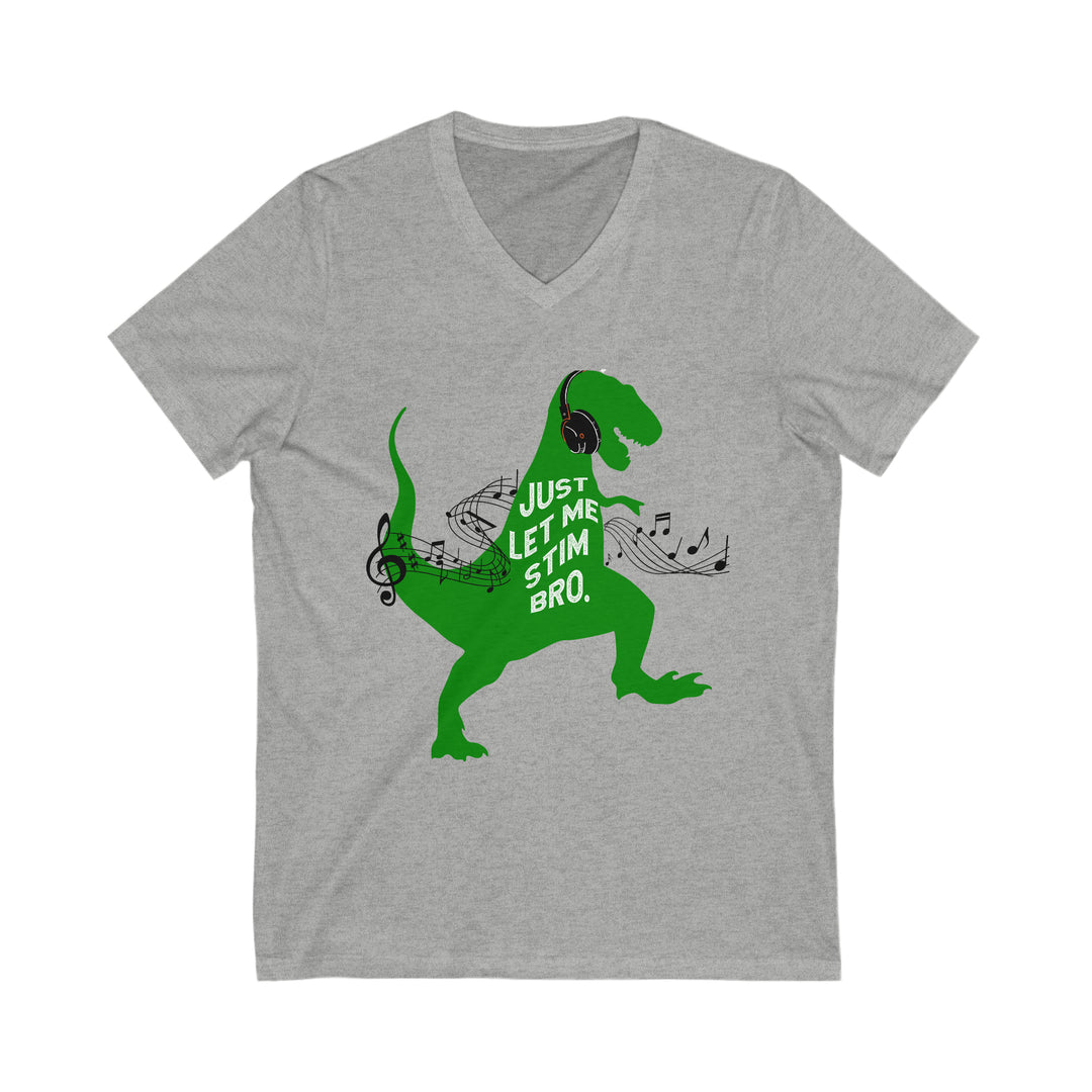 T-Rex Let Me Stim Bro V-Neck Tee Black Music Notes