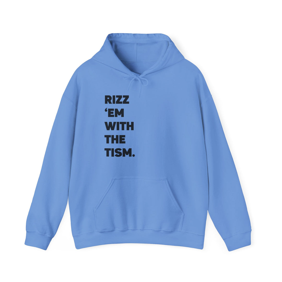 Adult Rizz Em With the Tism Black Text Hoodie