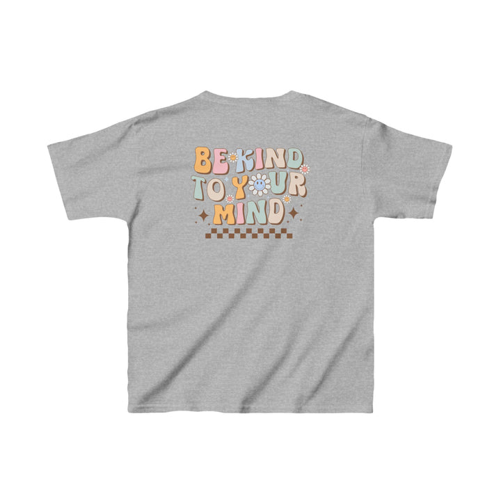 Kids Be Kind to Your Mind Smiling Daisy Front and Back Tee