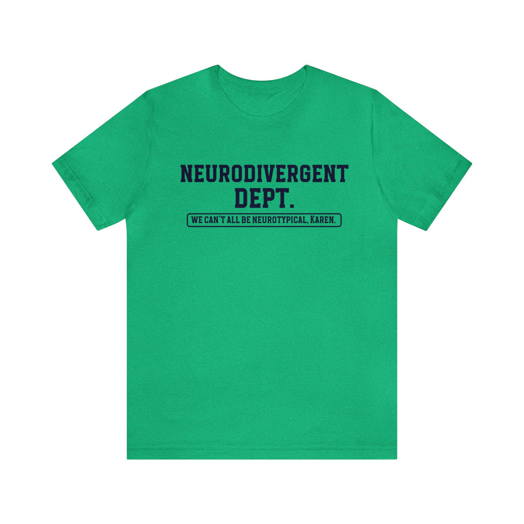 Neurodivergent Dept. Tee Navy Blue Text