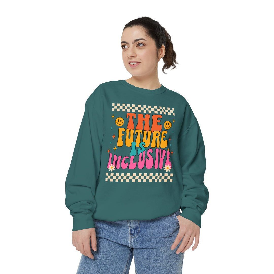 Adult Groovy The Future is Inclusive Comfort Colors Sweatshirt