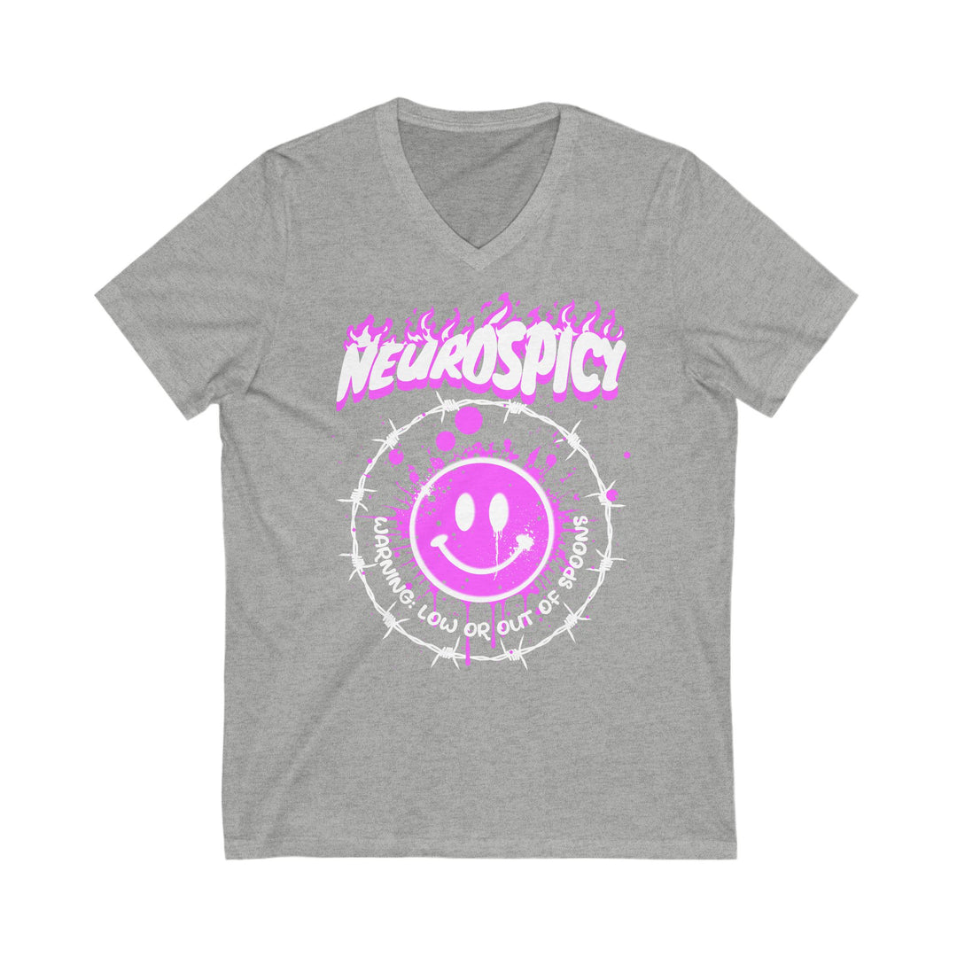 Adult NeuroSpicy Barbed Wire and Smiley Face V-Neck Tee