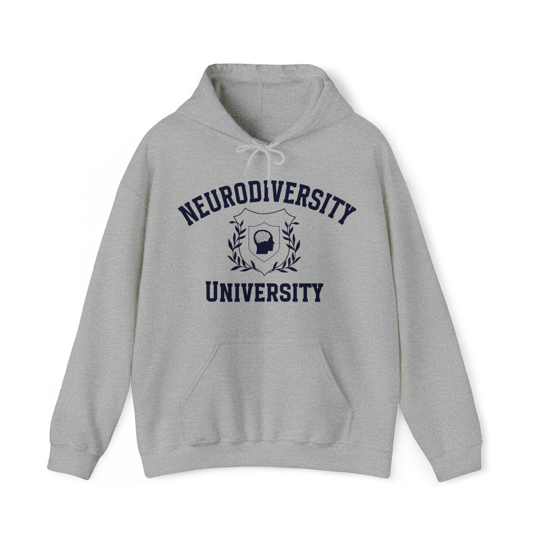 Adult Neurodiversity University Beautiful Mind Navy Blue Text Hoodie