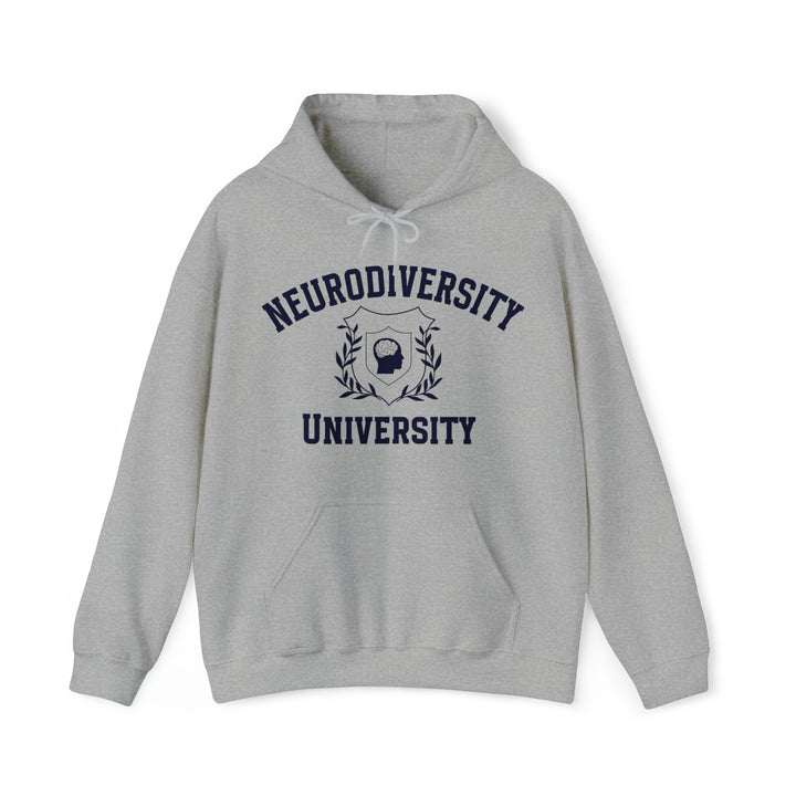 Adult Neurodiversity University Beautiful Mind Navy Blue Text Hoodie