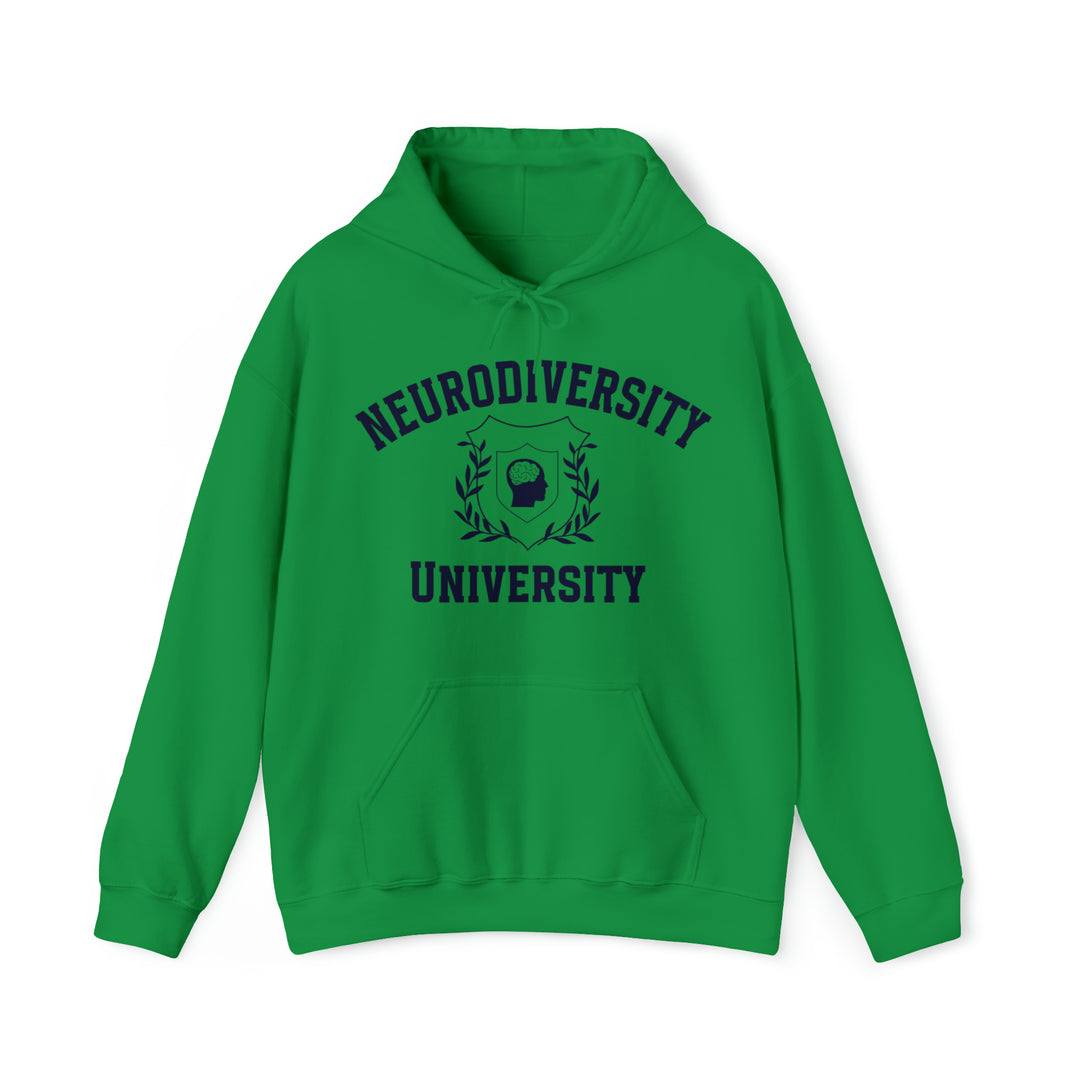 Adult Neurodiversity University Beautiful Mind Navy Blue Text Hoodie