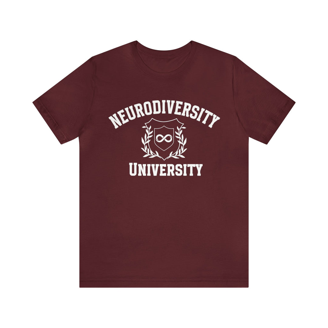 Adult Neurodiversity University Infinity Symbol White Text Tee