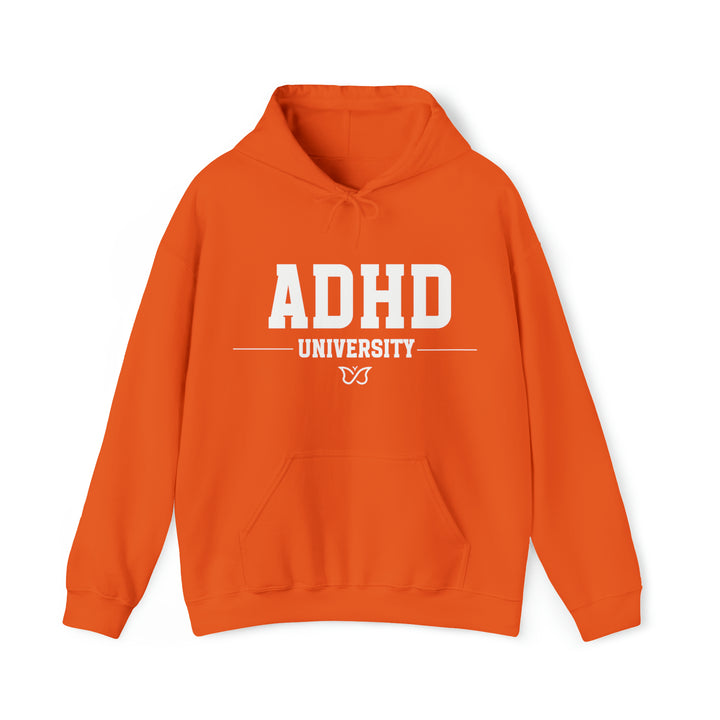 Adult ADHD University Butterfly Symbol White Text Hoodie