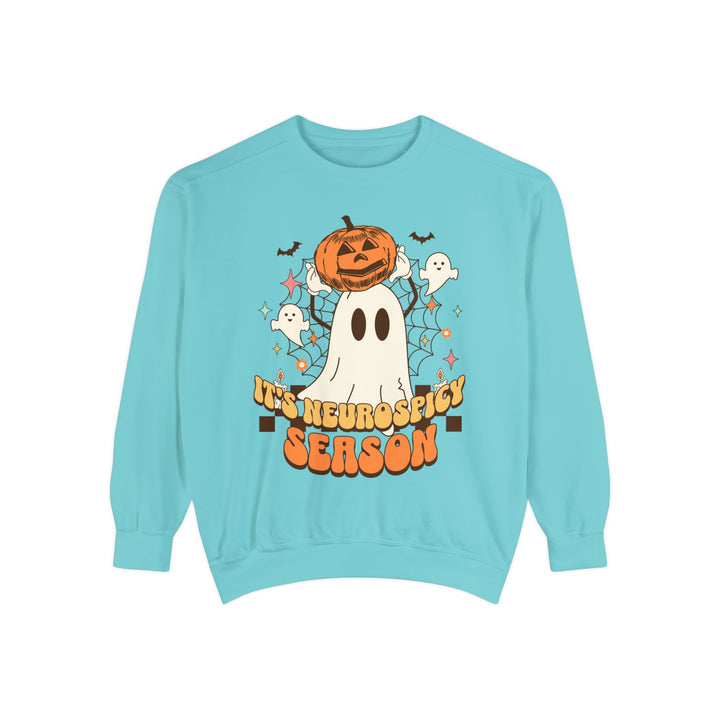 Adult Its Neurospicy Season Ghost and Pumpkin Comfort Colors Sweatshirt