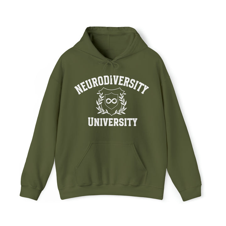 Adult Neurodiversity University Infinity Symbol White Text Hoodie