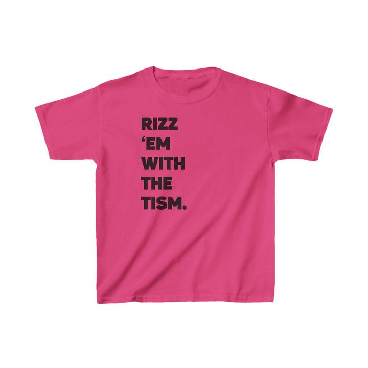 Kids Rizz Em With the Tism Black Text Tee