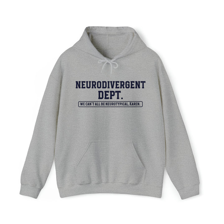 Neurodivergent Dept. Navy Blue Text Hoodie