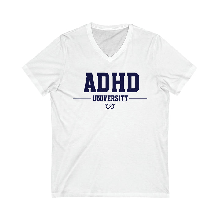 Adult ADHD University Butterfly Symbol V-Neck Tee