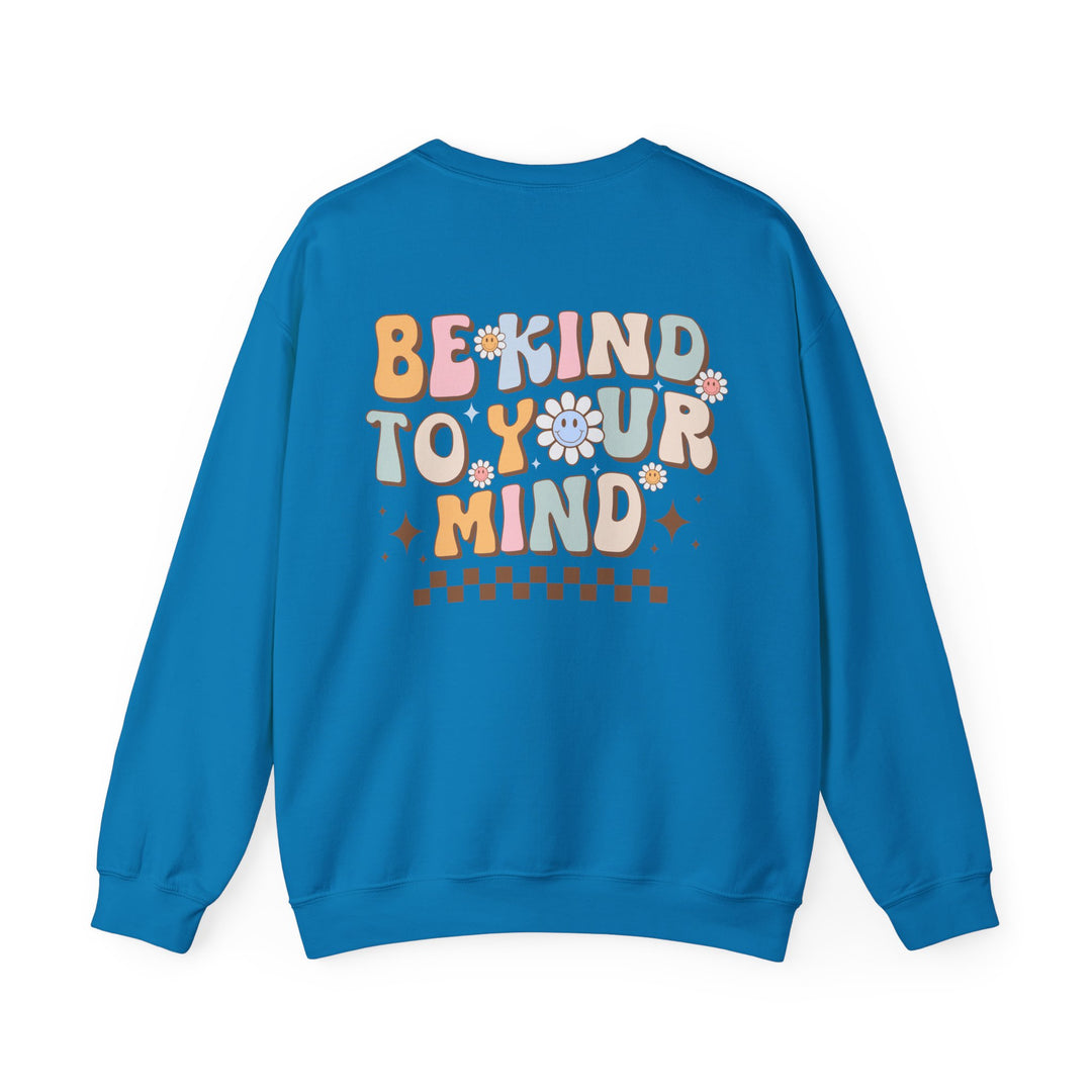 Adult Be Kind to Your Mind Smiling Daisy Front and Back Sweatshirt