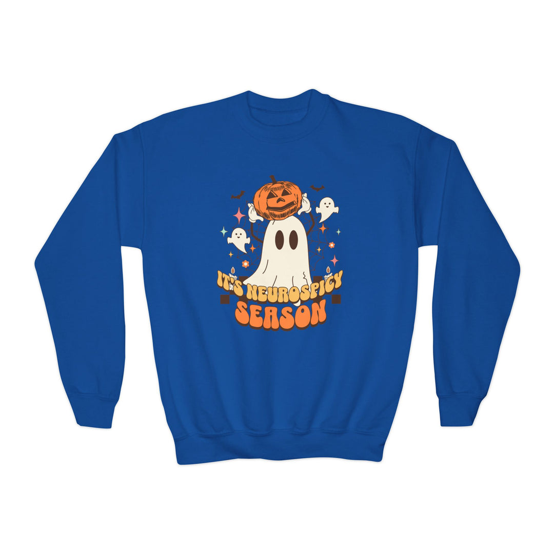 Kids Its Neurospicy Season Ghost and Pumpkin Sweatshirt