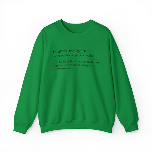 Neurodivergent Definition Black Text Sweatshirt