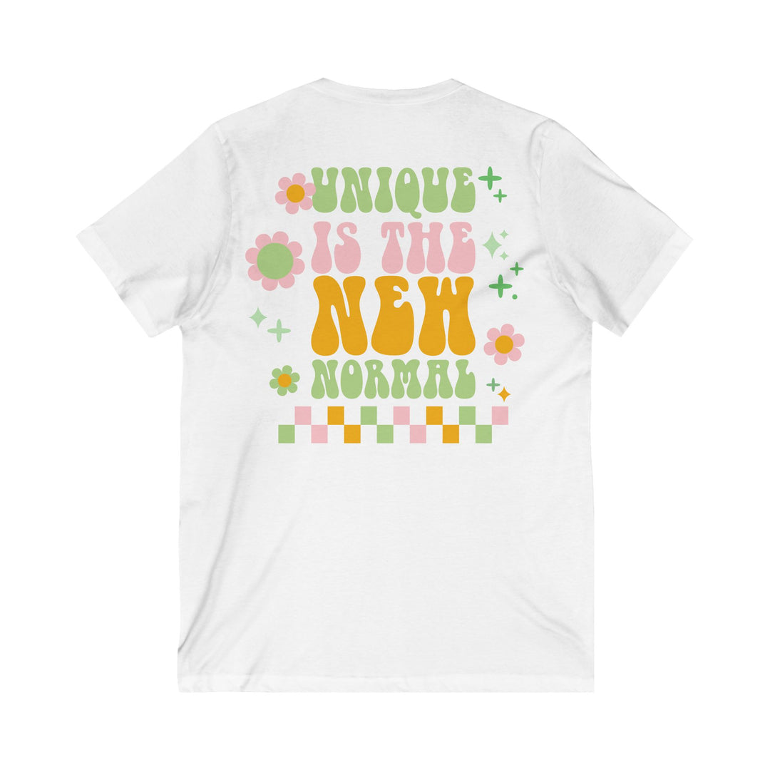 Adult Unique is the New Normal Front and Back V-Neck Tee