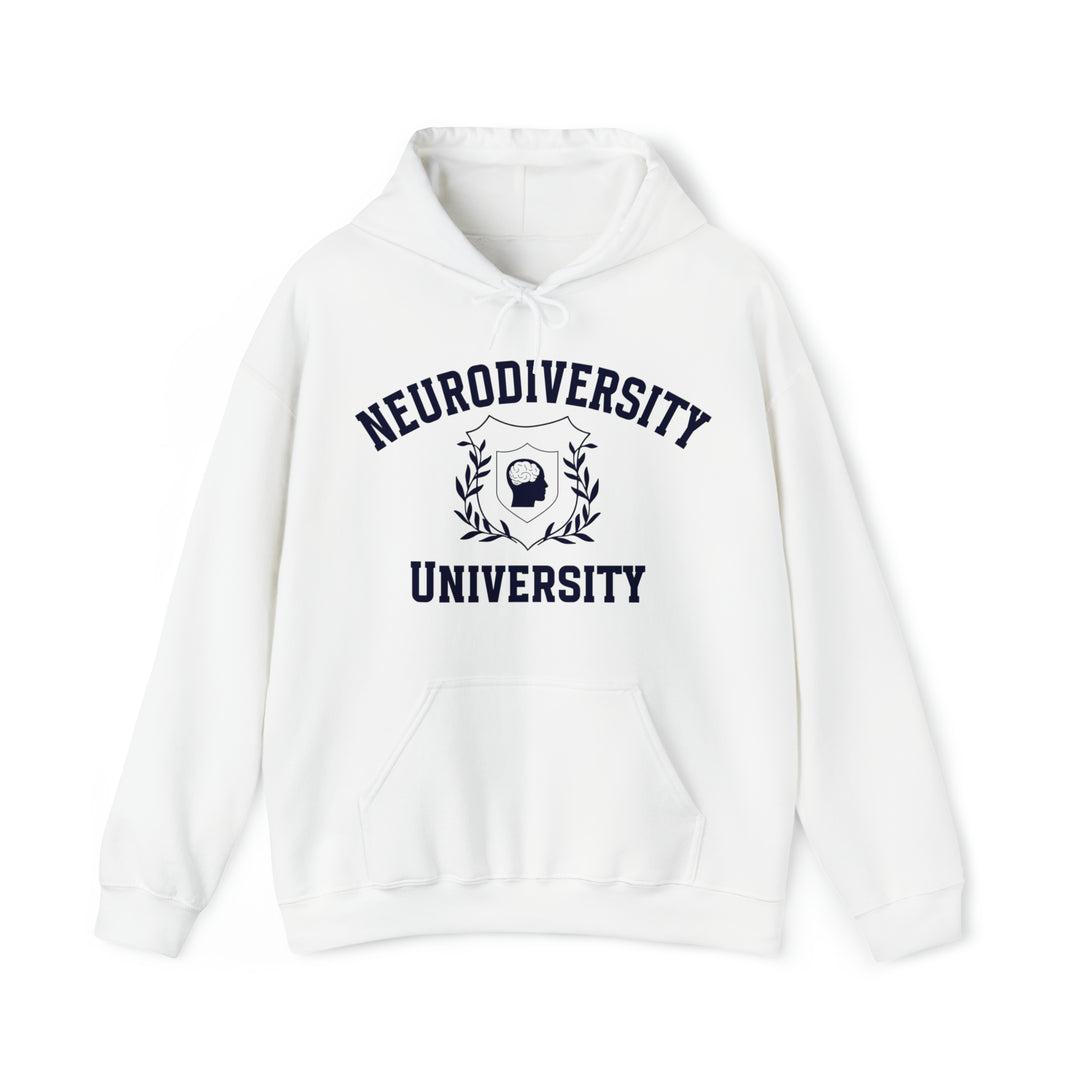 Adult Neurodiversity University Beautiful Mind Navy Blue Text Hoodie