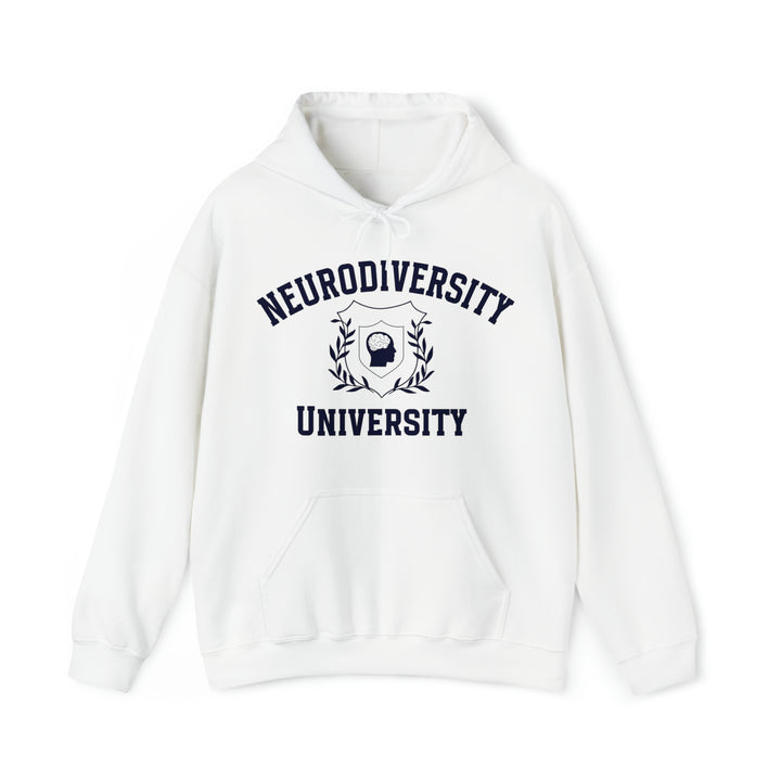 Adult Neurodiversity University Beautiful Mind Navy Blue Text Hoodie