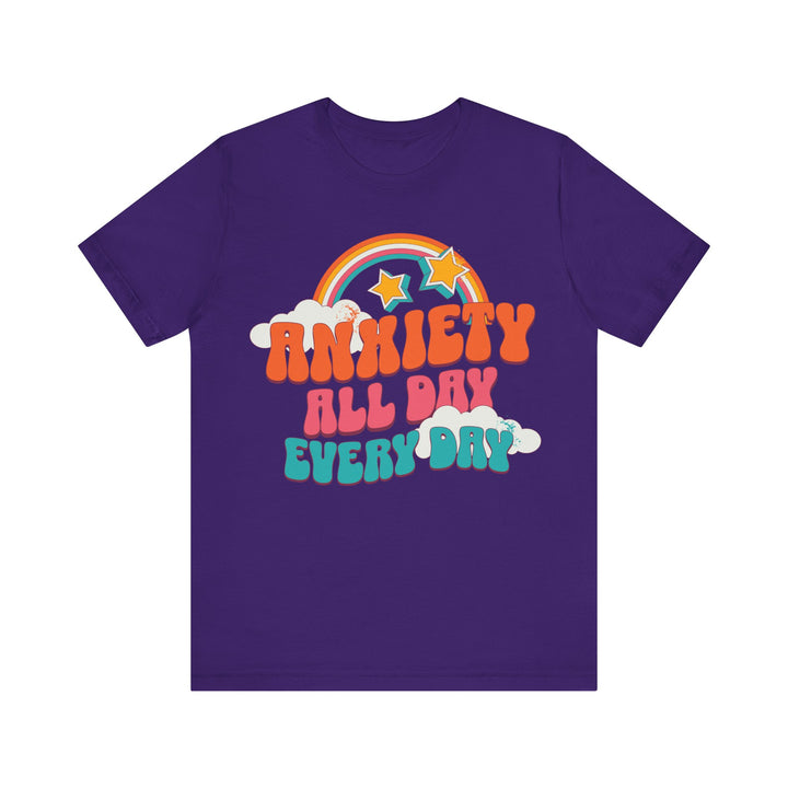 Adult Anxiety All Day Every Day Rainbow and Stars Tee