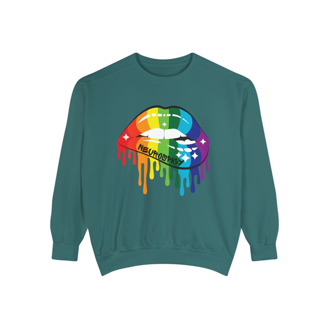 Comfort Colors Neurospicy Rainbow Lips Sweatshirt