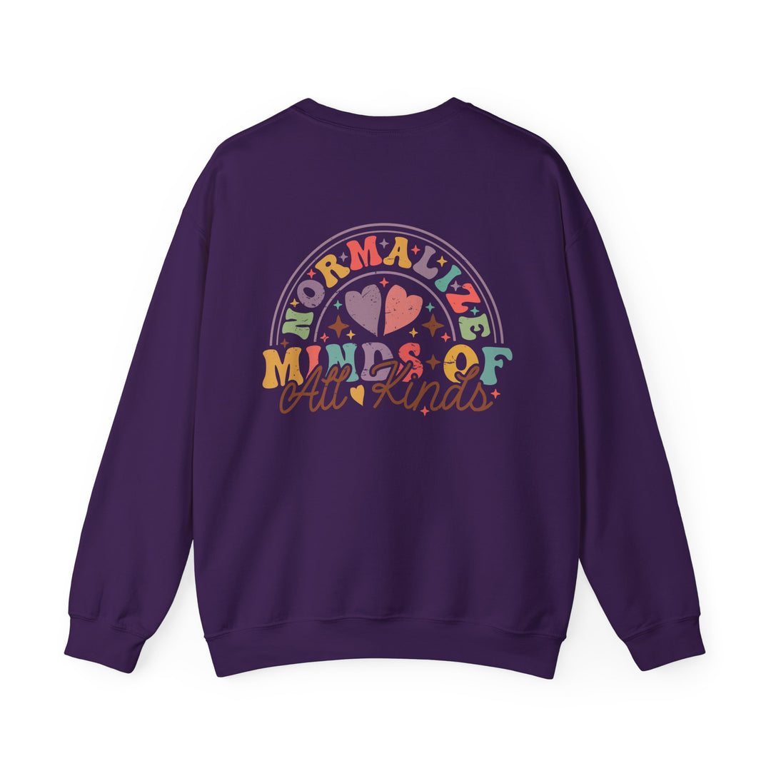 Adult Normalize  Minds of all Kinds Rainbow Front and Back Sweatshirt