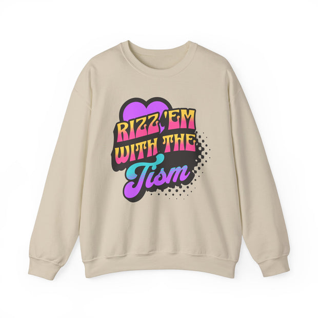 Rizz Em With The Tism Purple Heart Adult Sweatshirt