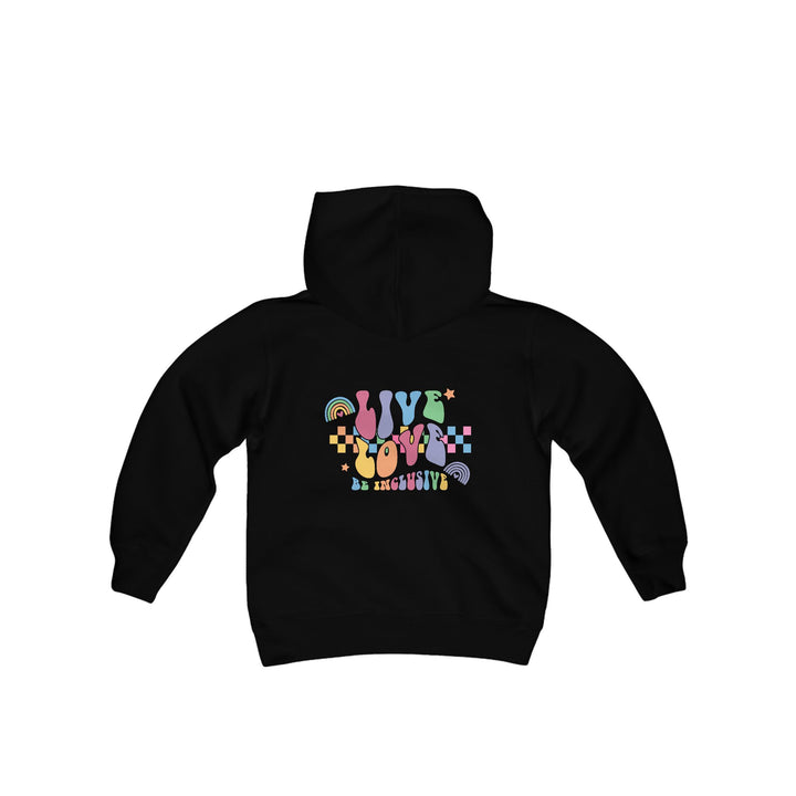 Kids Live Love Be Inclusive Front and Back Hoodie Sweatshirt