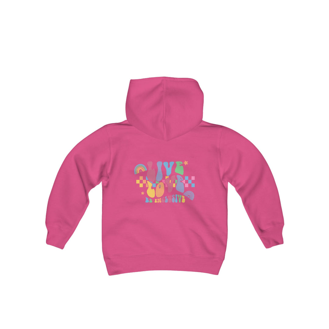 Kids Live Love Be Inclusive Front and Back Hoodie Sweatshirt