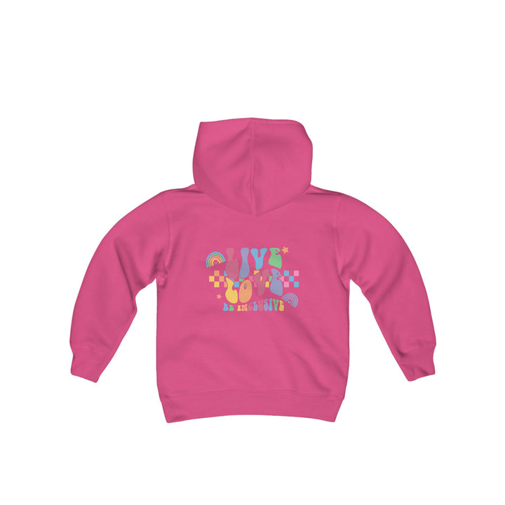 Kids Live Love Be Inclusive Front and Back Hoodie Sweatshirt