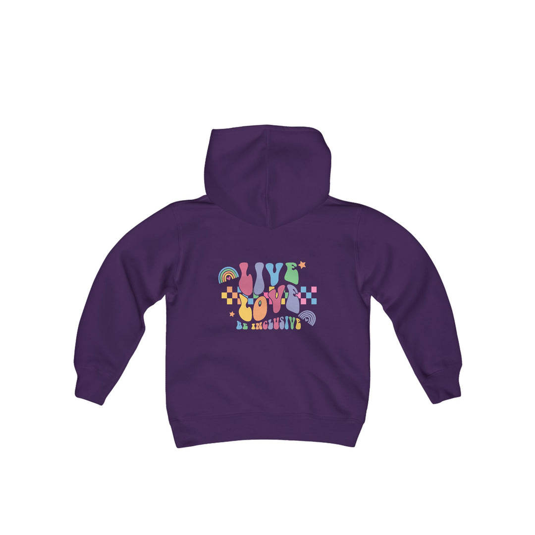 Kids Live Love Be Inclusive Front and Back Hoodie Sweatshirt