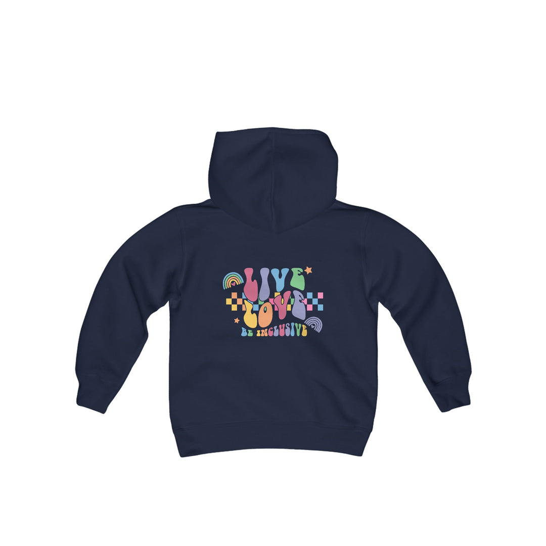 Kids Live Love Be Inclusive Front and Back Hoodie Sweatshirt