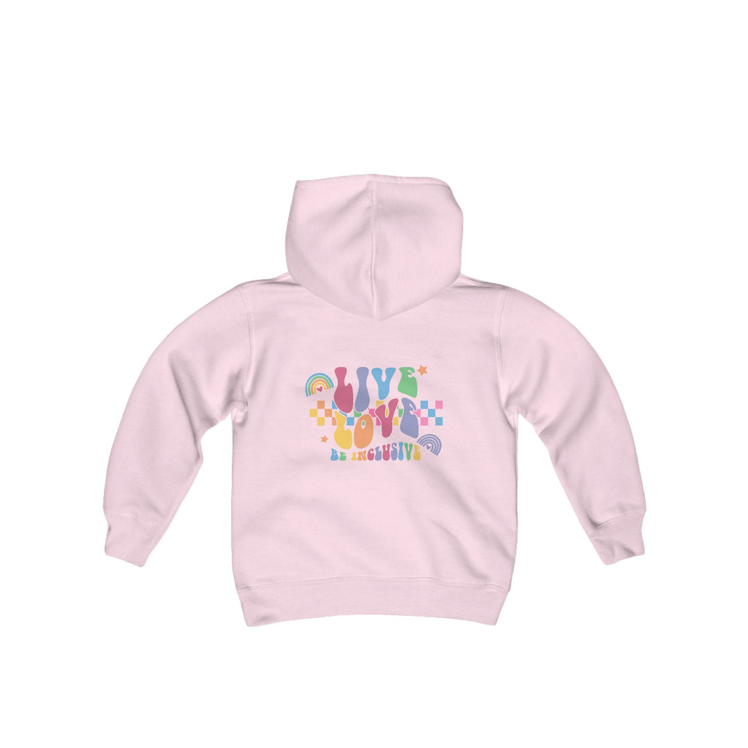 Kids Live Love Be Inclusive Front and Back Hoodie Sweatshirt