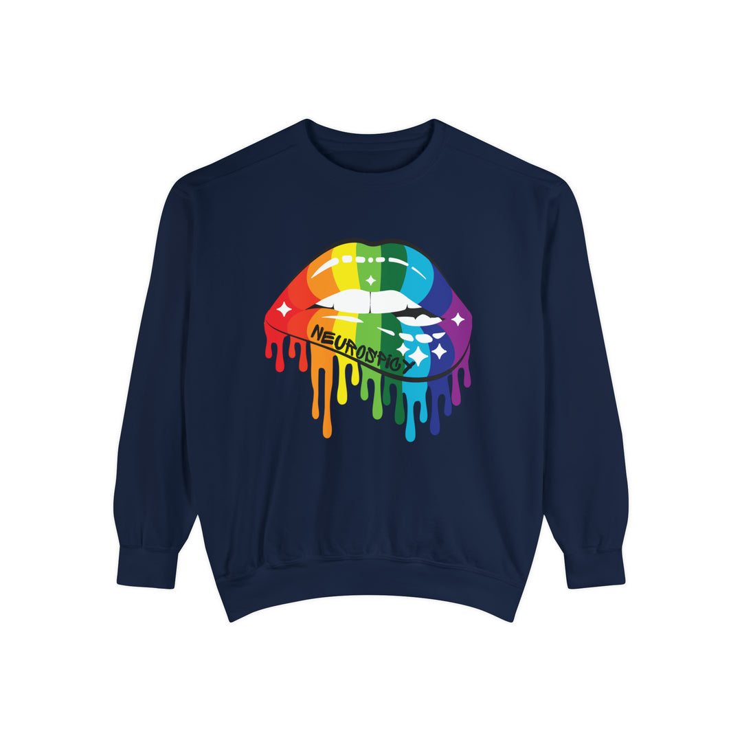 Comfort Colors Neurospicy Rainbow Lips Sweatshirt